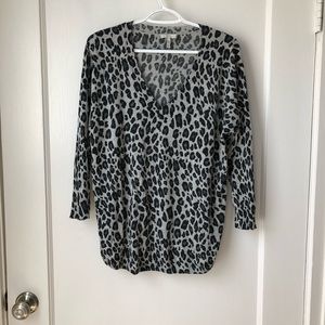 Joie women’s grey leopard /cheetah print sweater